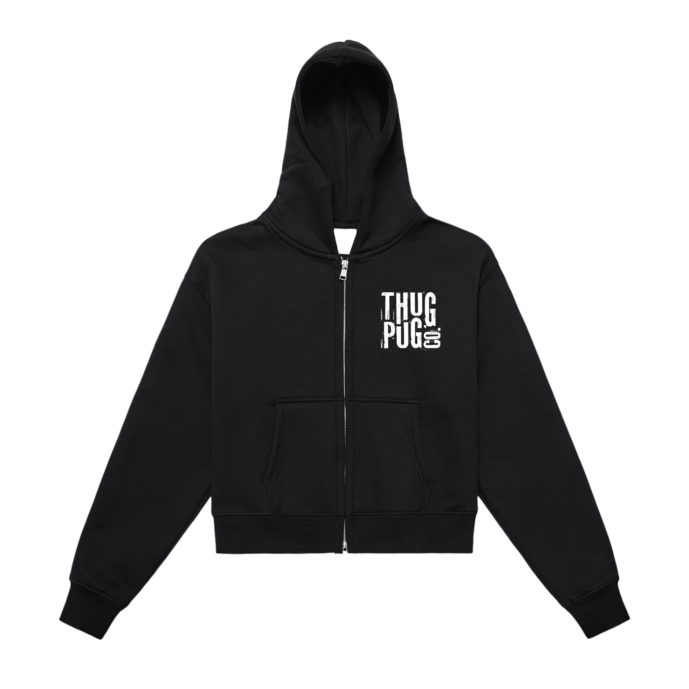 Thug Pug Cropped Zip-Up Hoodie
