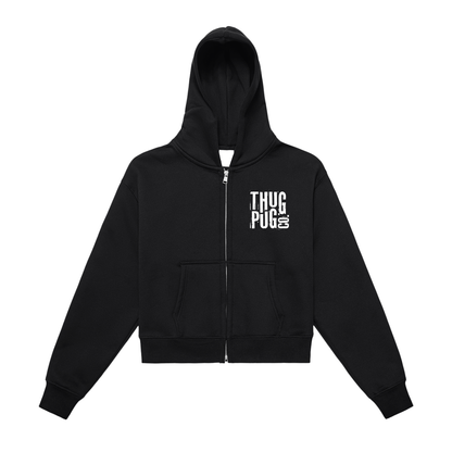 Thug Pug Cropped Zip-Up Hoodie