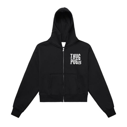 Thug Pug Cropped Zip-Up Hoodie