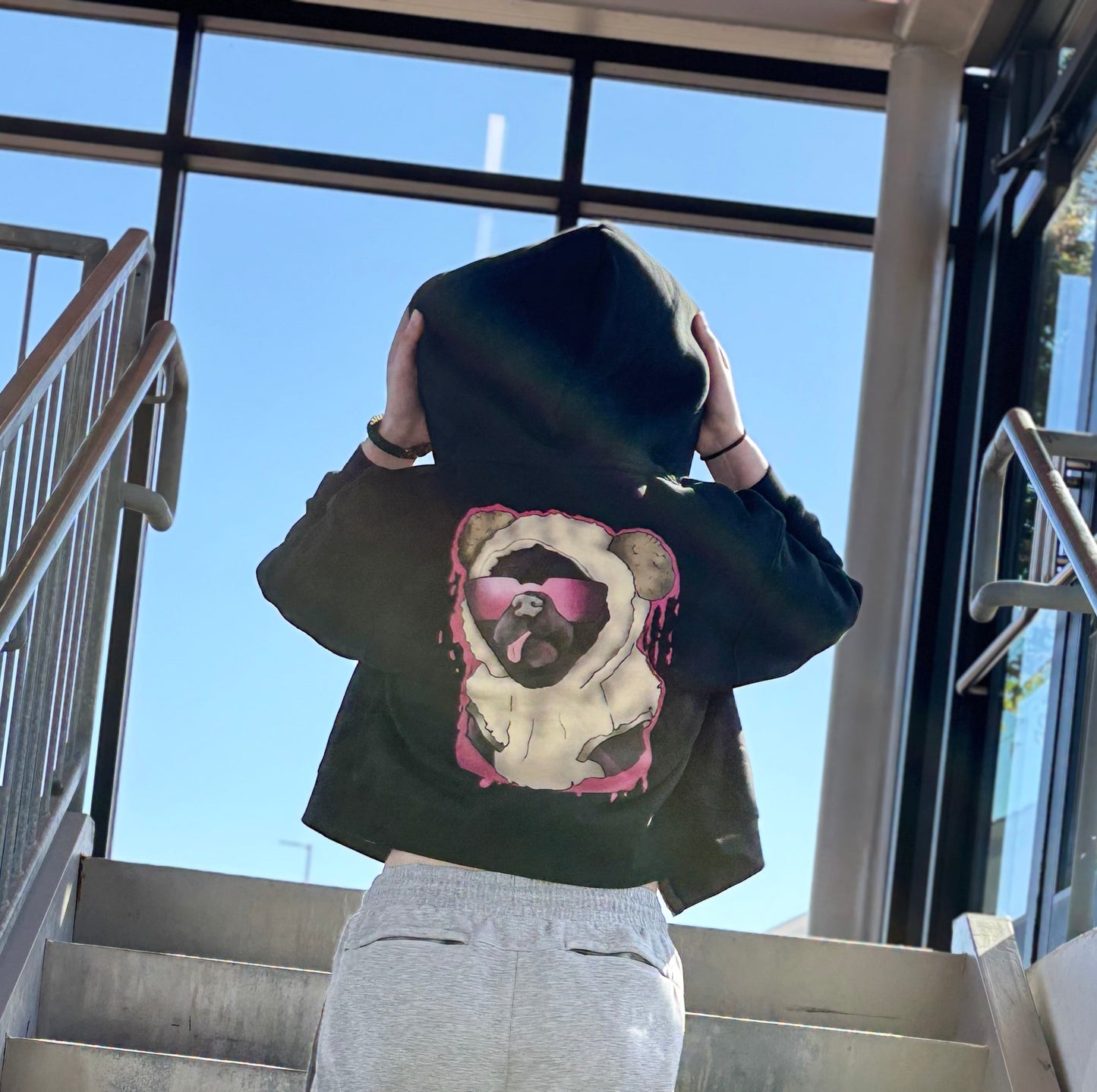 Thug Pug Cropped Zip-Up Hoodie