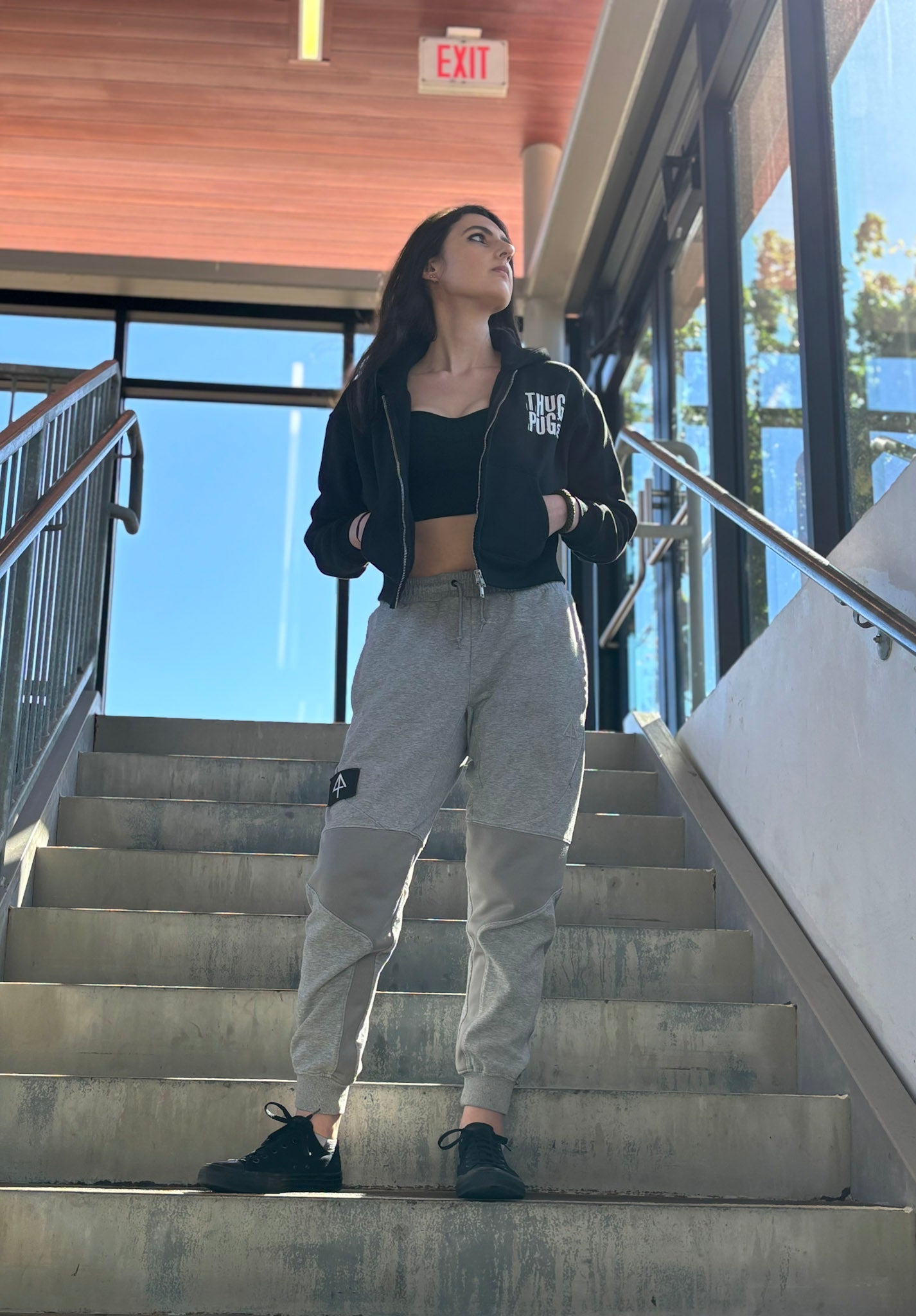 Thug Pug Cropped Zip-Up Hoodie