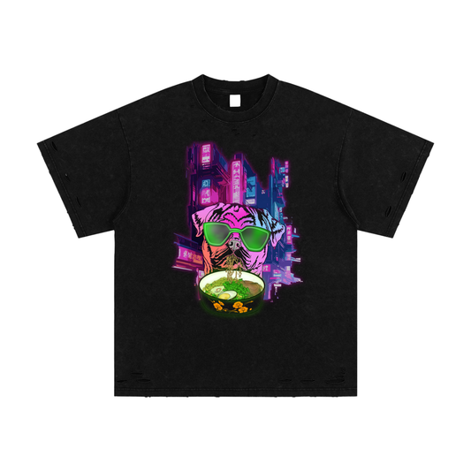 Heavyweight Snow Washed Hand-Frayed T-Shirt