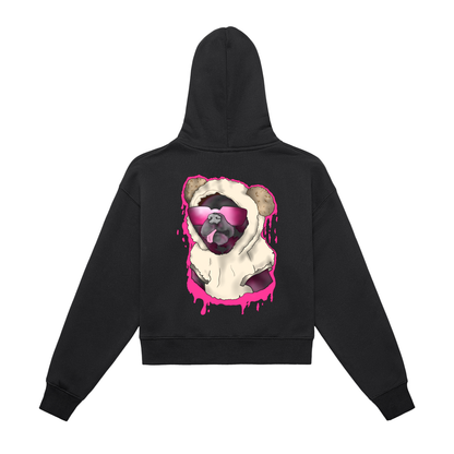 Thug Pug Cropped Zip-Up Hoodie