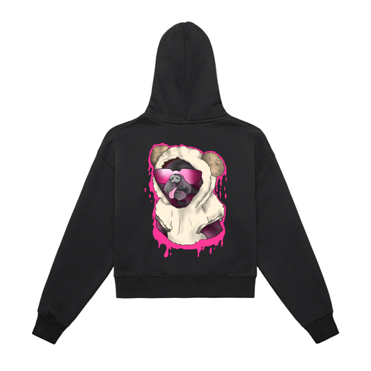 Thug Pug Cropped Zip-Up Hoodie